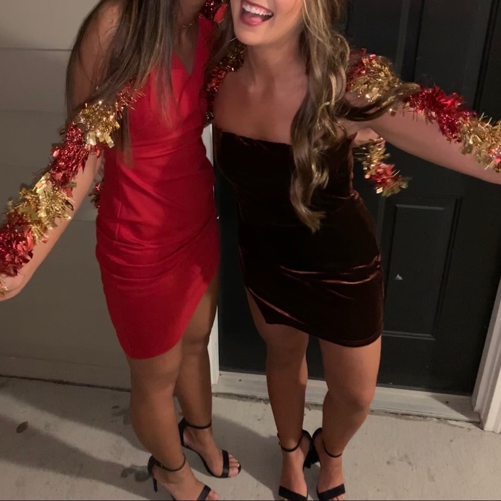 Brown mini velvet dress - Tobi
